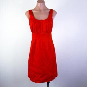 J.Crew Suiting y2k Pleated Scoop Sleeveless Sheath Mini Dress Bold Orange sz 8